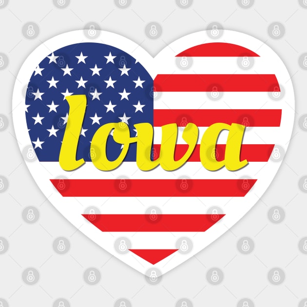 Iowa American Flag Heart Sticker by DPattonPD